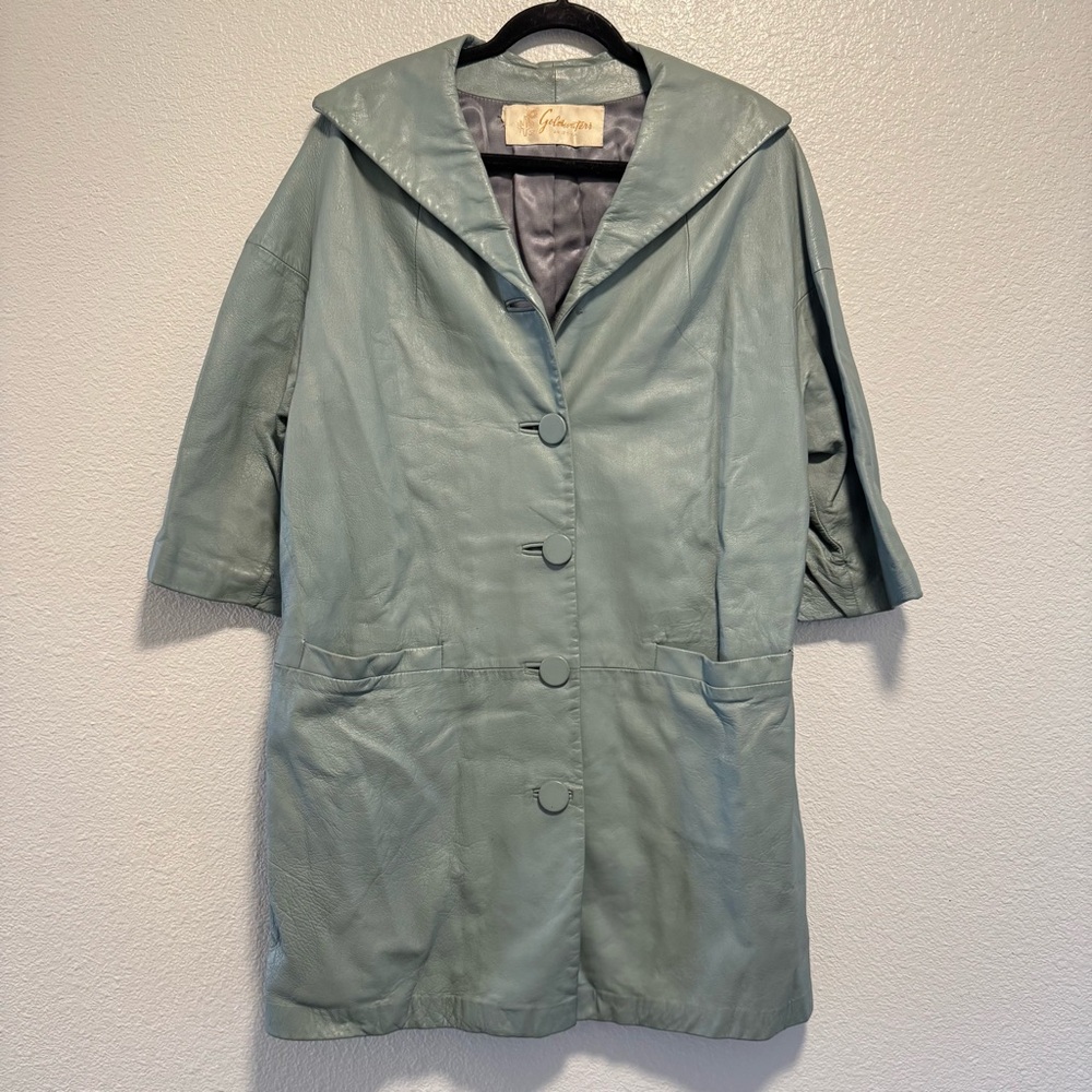Vintage Goldwater Arizona Rhoda Pack Leather Jacket Size 10 Taupe Green Coat
